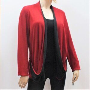 Red Jacket  Black Jacket Reversible Cardigan Sweater Coat Jacket- Size 42 -NEW